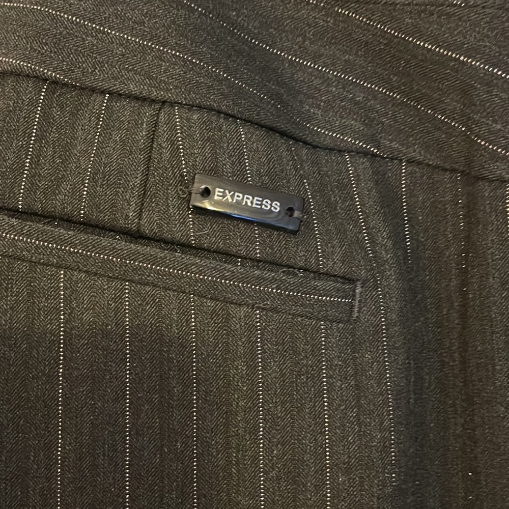 Express “Editor” Charcoal Gray Pants. Silver Meta… - image 2